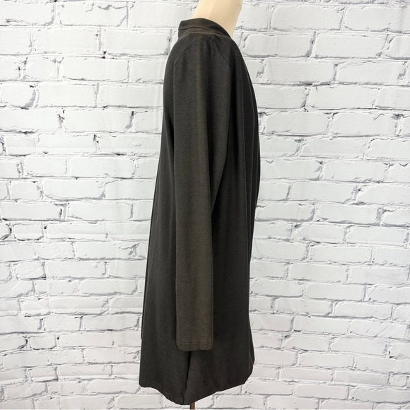 Bryn Walker Bamboo Organic Cotton Medium Faux Wrap Tunic Dress Gray Lagenlook - Picture 2 of 11